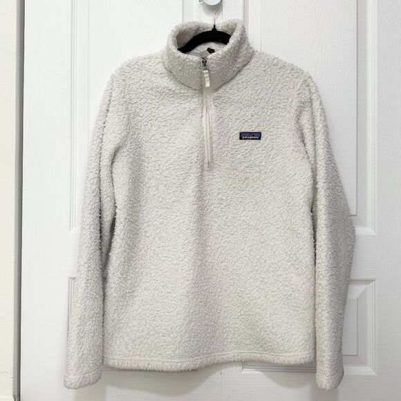 Women Patagonia Los Gatos 1/4 Zip Fleece Sweatshirt in Birch White Size Large - Picture 2 of 8